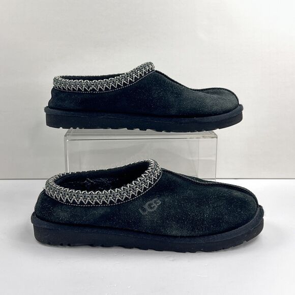 UGG Shoes Mens Size 7 Black Tasman Suede Slippers Clog Mule Wool Lined EU 40 - Picture 2 of 11
